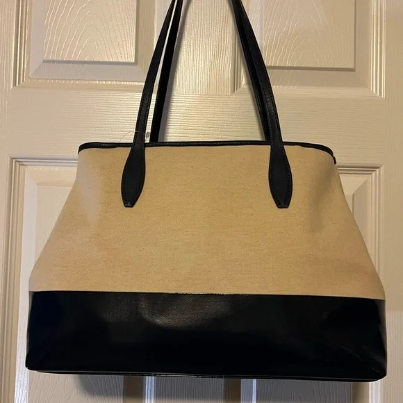 Kate Spade New York “Street Tote Nightcap” LARGE Canvas and Patent Leather. NWT - Picture 3 of 13